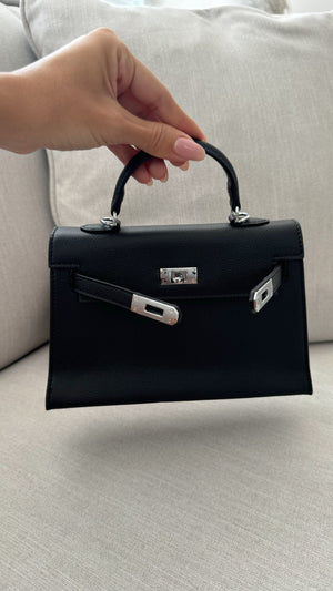 BLACK TOP-HANDLE MINI BAG 22