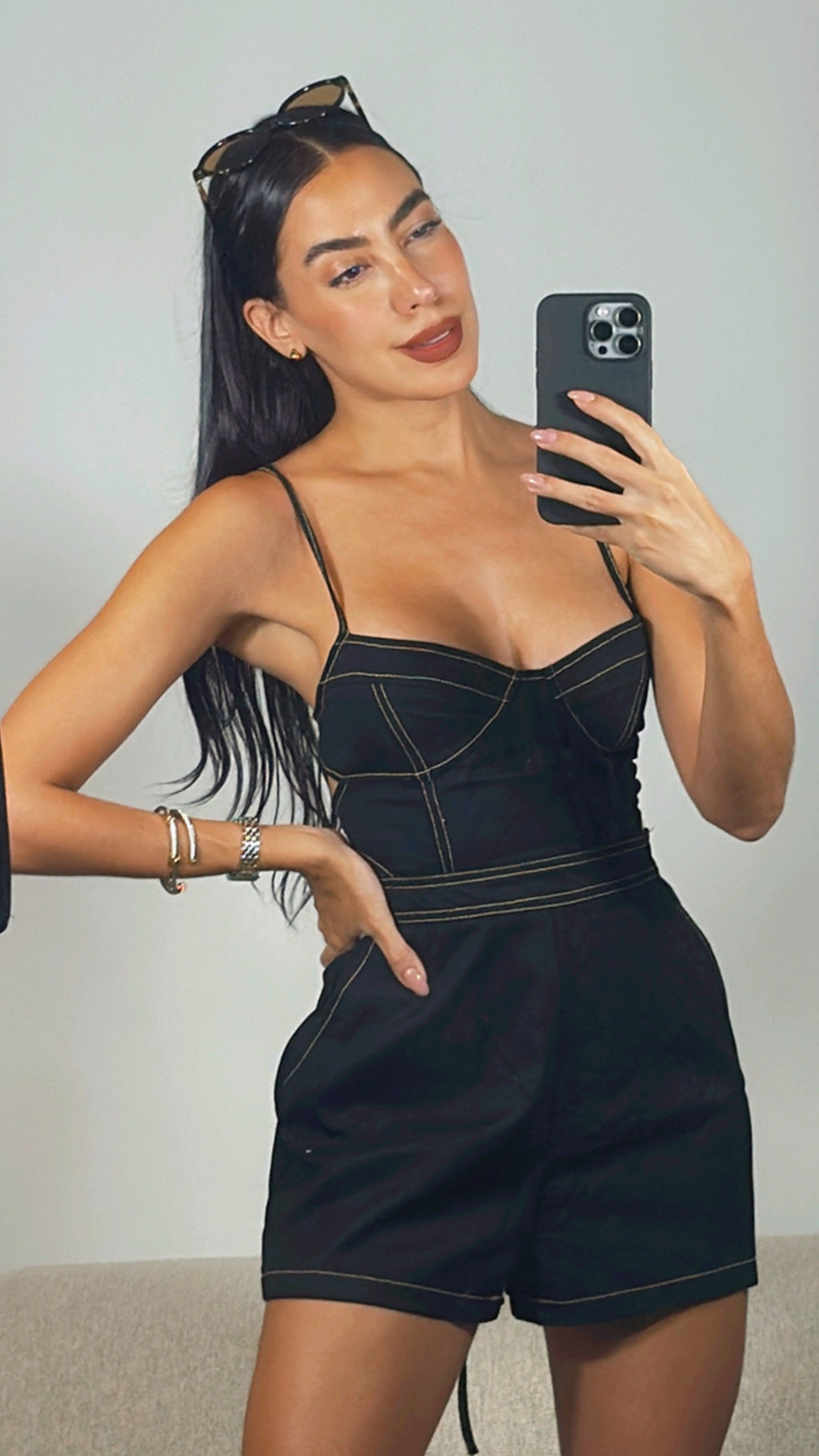 BLACK DENIM ROMPER
