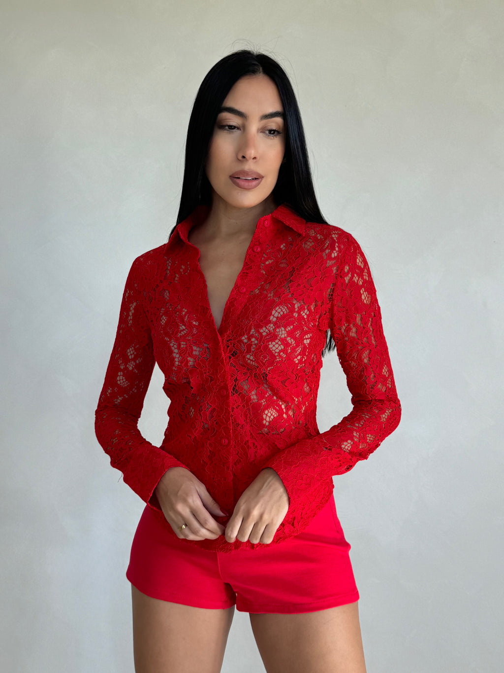 RED LACE BLOUSE