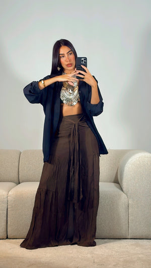 BROWN BOHO MAXI PANTS