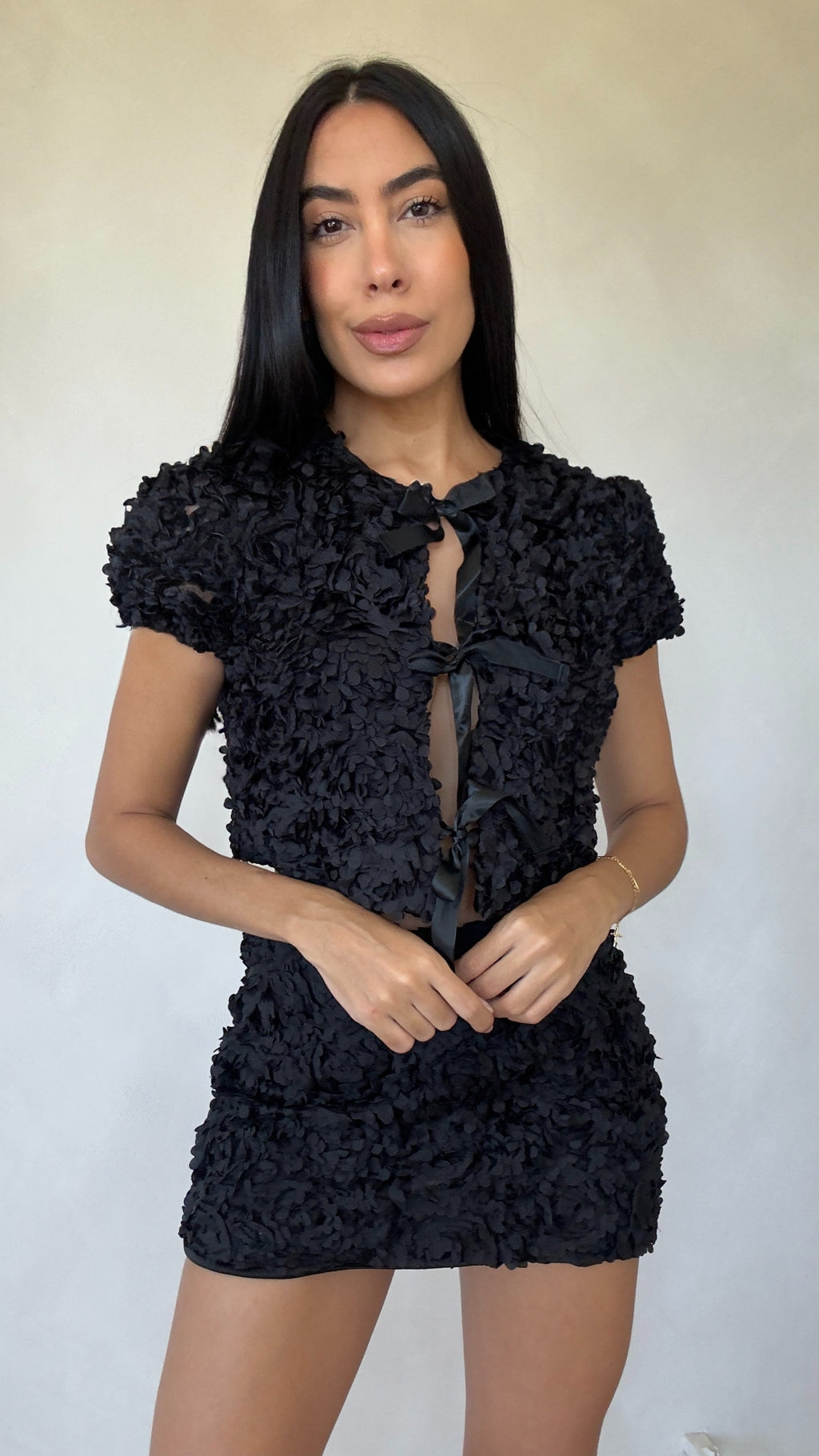 BLACK 3D TEXTURED SKIRT