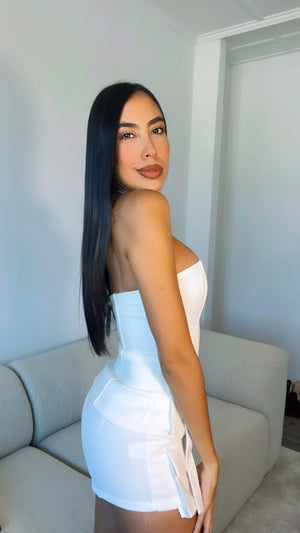 WHITE CARGO SKORT SET