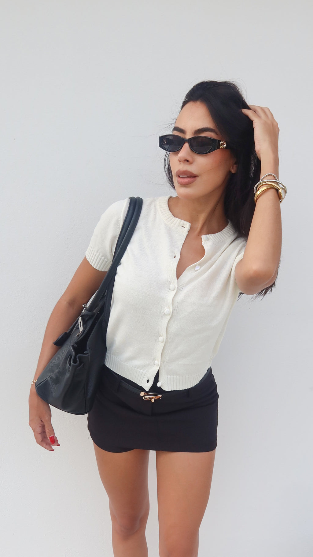 WHIP CREAM KNIT CLASSY CARDIGAN