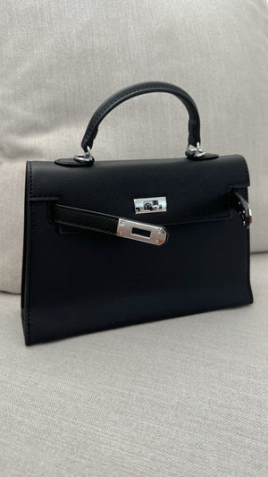 BLACK TOP-HANDLE MINI BAG 22