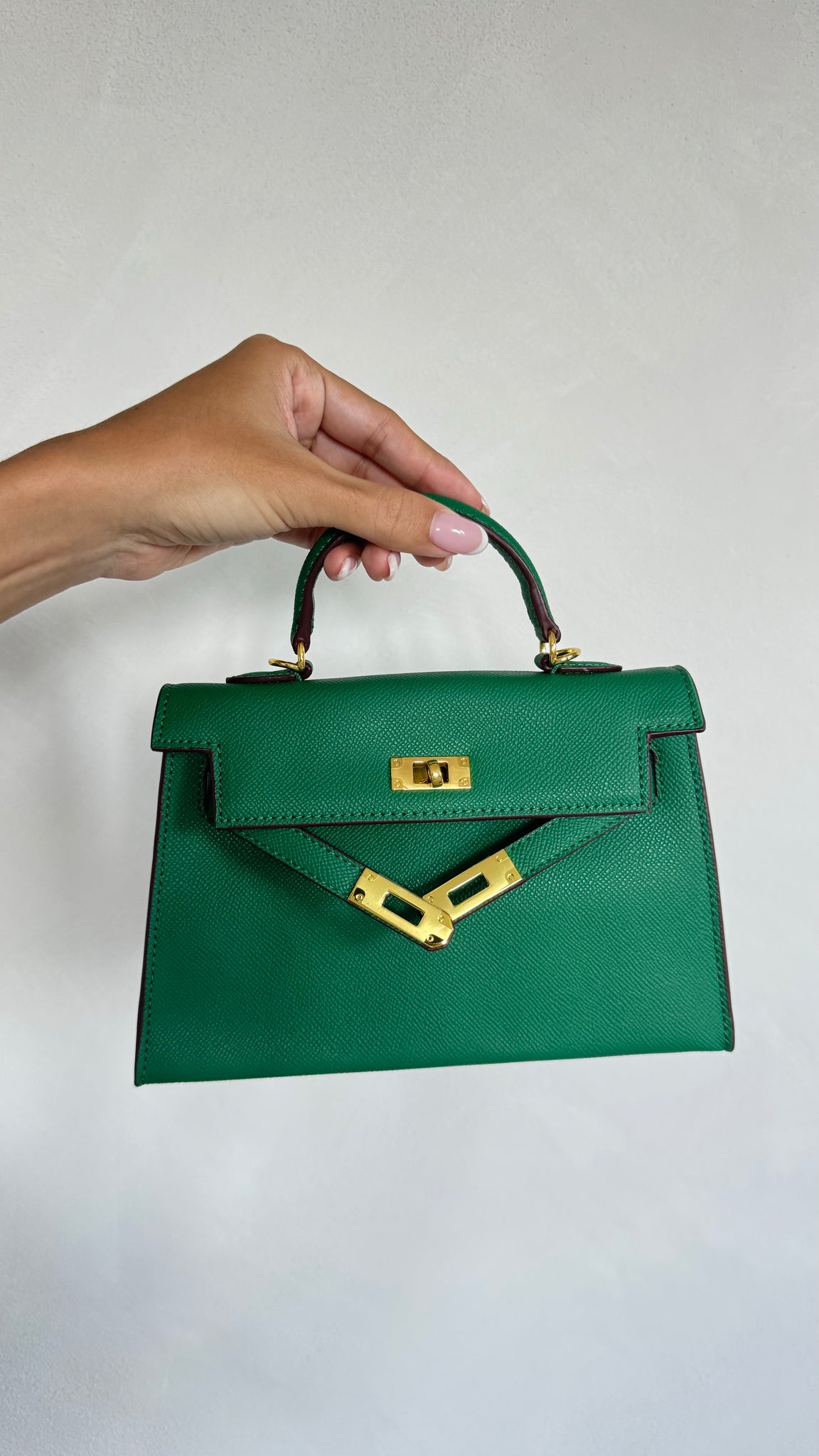 GREEN TOP-HANDLE MINI BAG 22