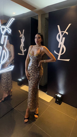 LEOPARD MIDO CLEAR SEQUIN DRESS