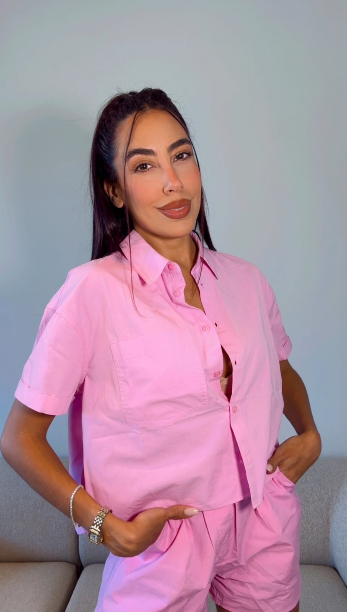 SOFT PINK POPLIN BOXY TOP