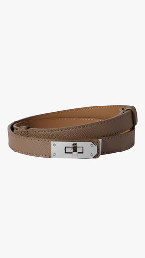 TAUPE - SILVER LEATHER BELT