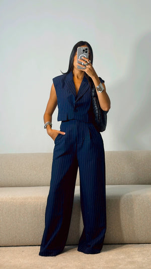 NAVY PINSTRIPES VEST