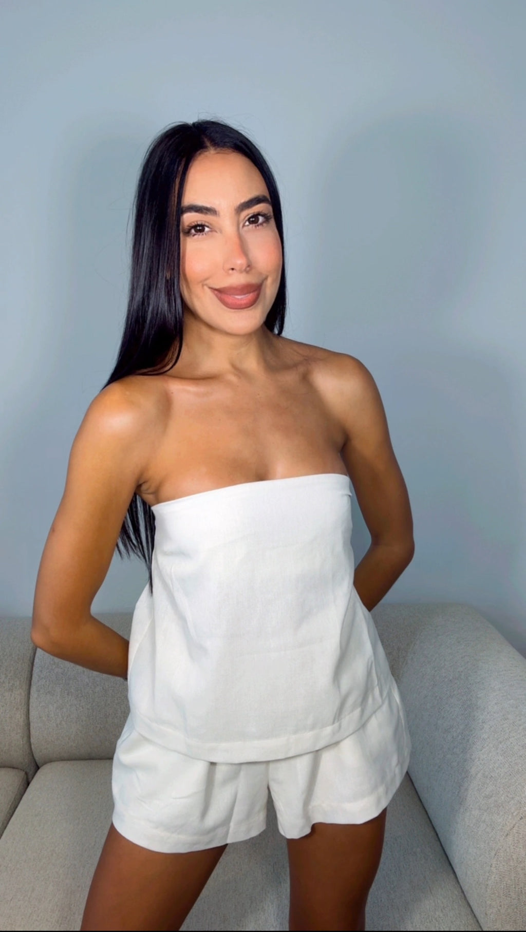 IVORY WOVEN SHORTS SET