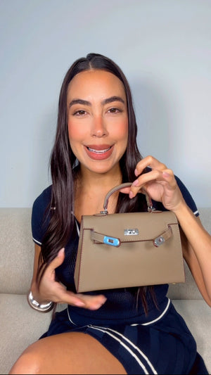 TAUPE TOP-HANDLE MINI BAG 22