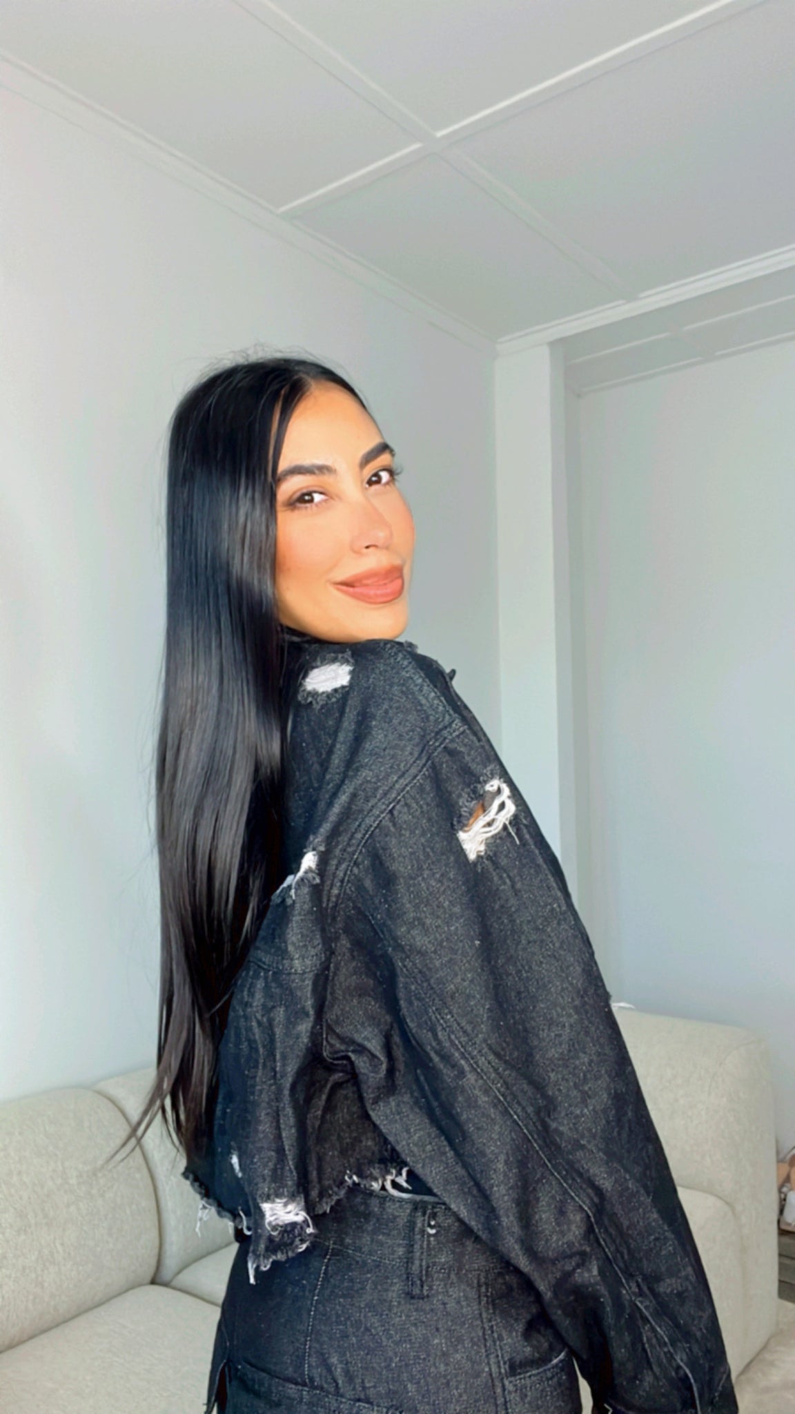 BLACK DENIM BOXY JACKET