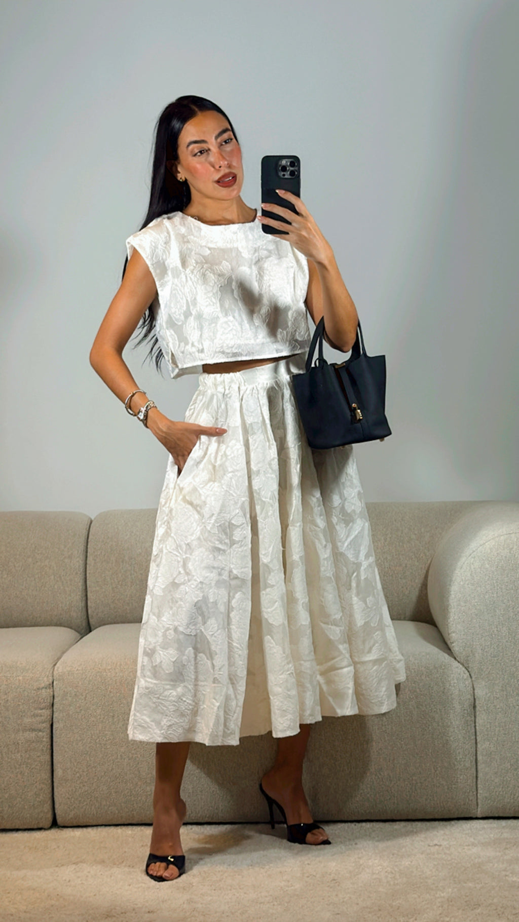 CREAMY JACQUARD SKIRT SET