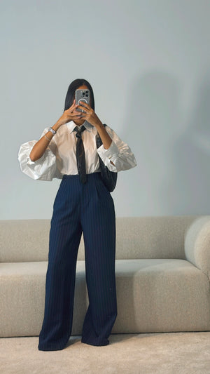 NAVY PINSTRIPES TROUSERS