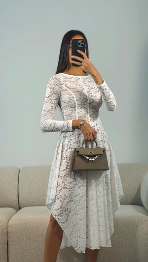 OFF WHITE LACE MIDI DRESS