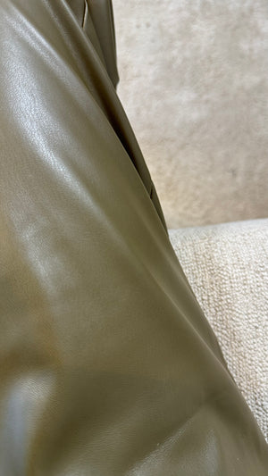 DARK OLIVE PU TROUSERS