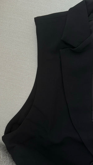 BLACK ZIPPER DETAILED BLAZER VEST