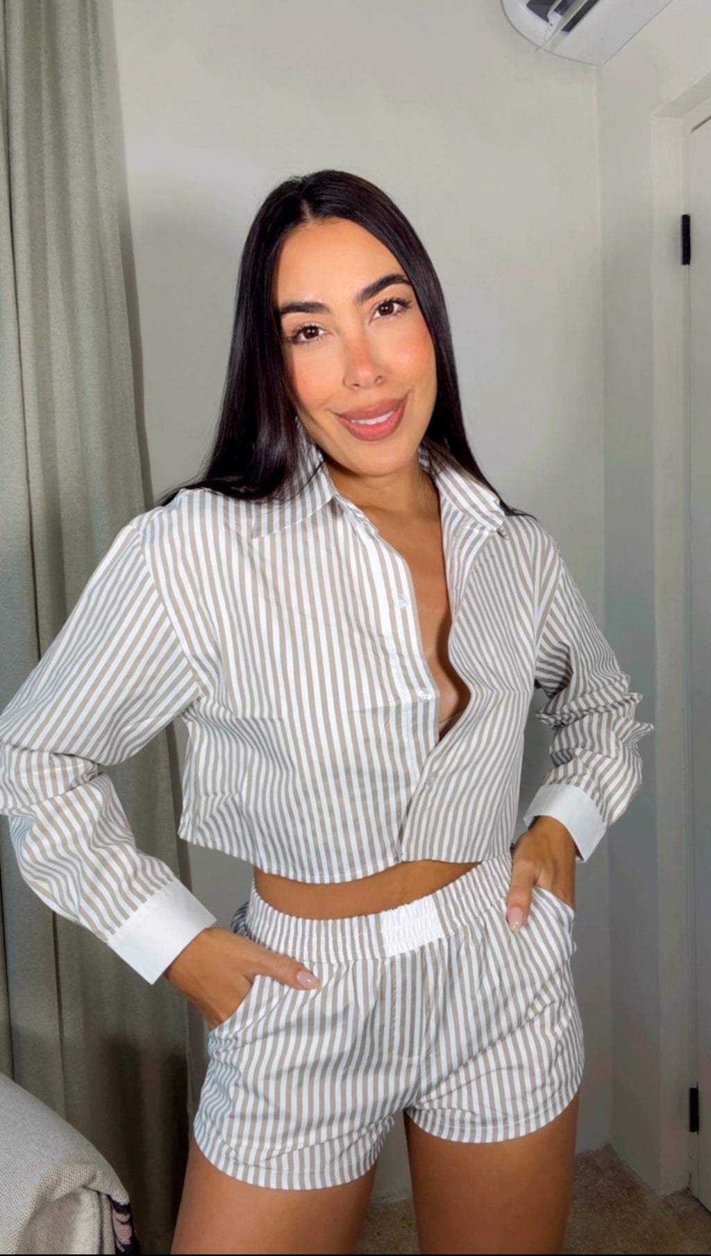 TAUPE|WHITE POPLIN BOXER SET