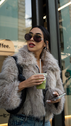 LIGHT MOCHA FAUX FUR JACKET