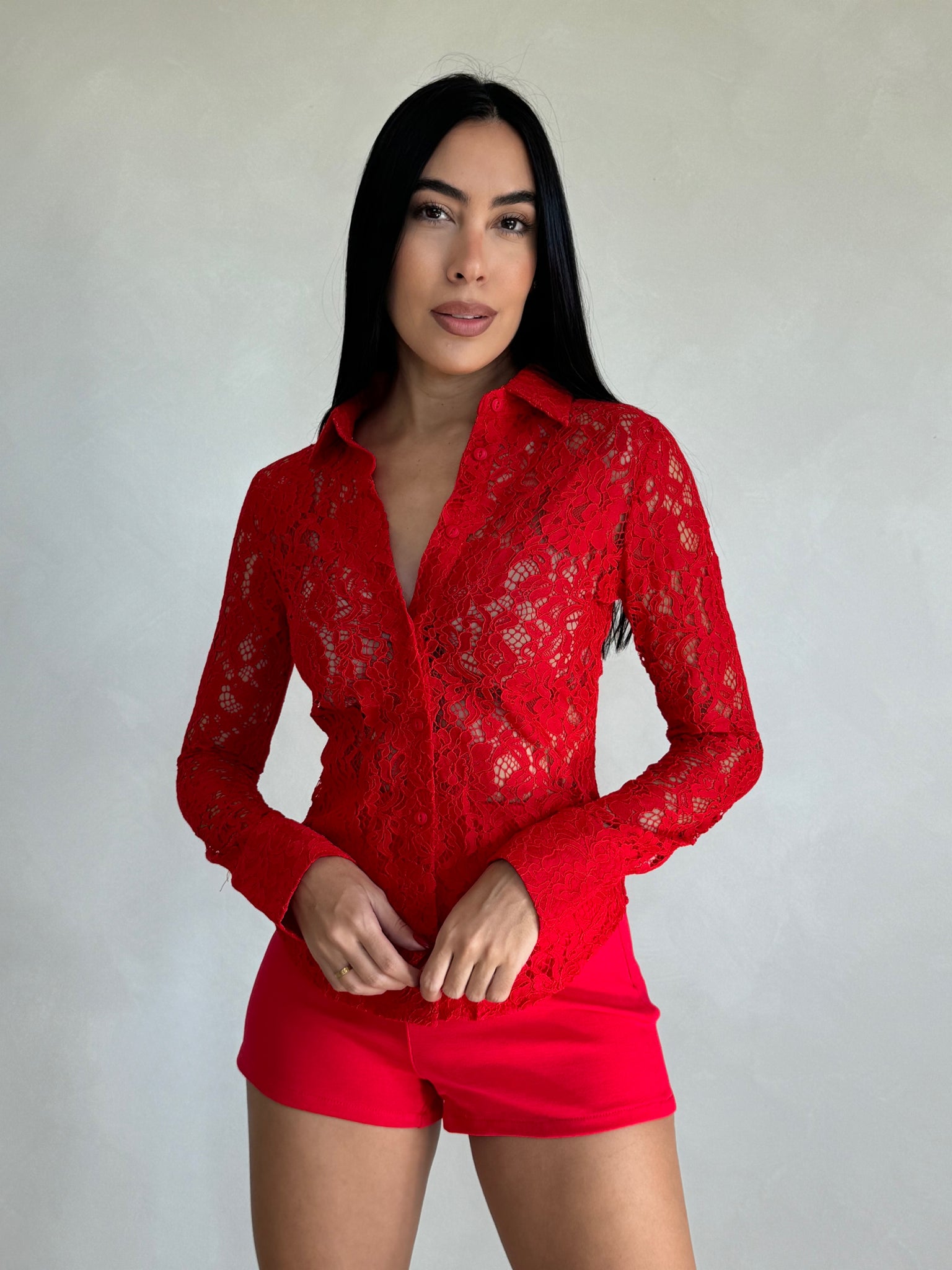 RED LACE BLOUSE
