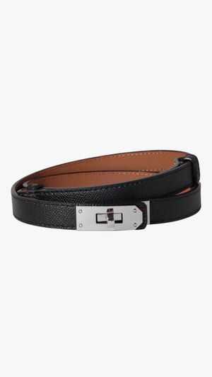 BLACK-SILVER LEATHER BELT