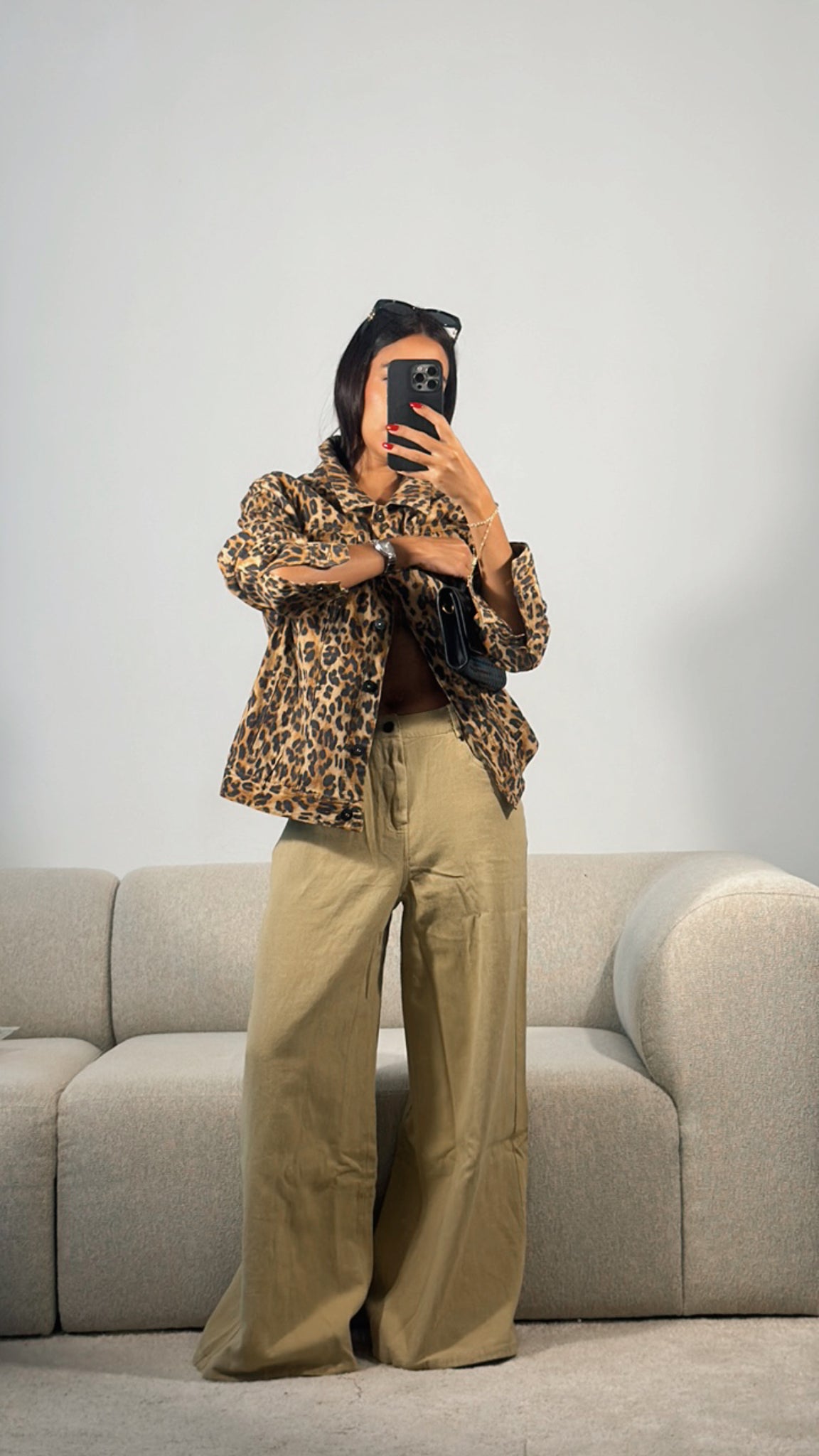 KHAKI WIDE LEG DENIM